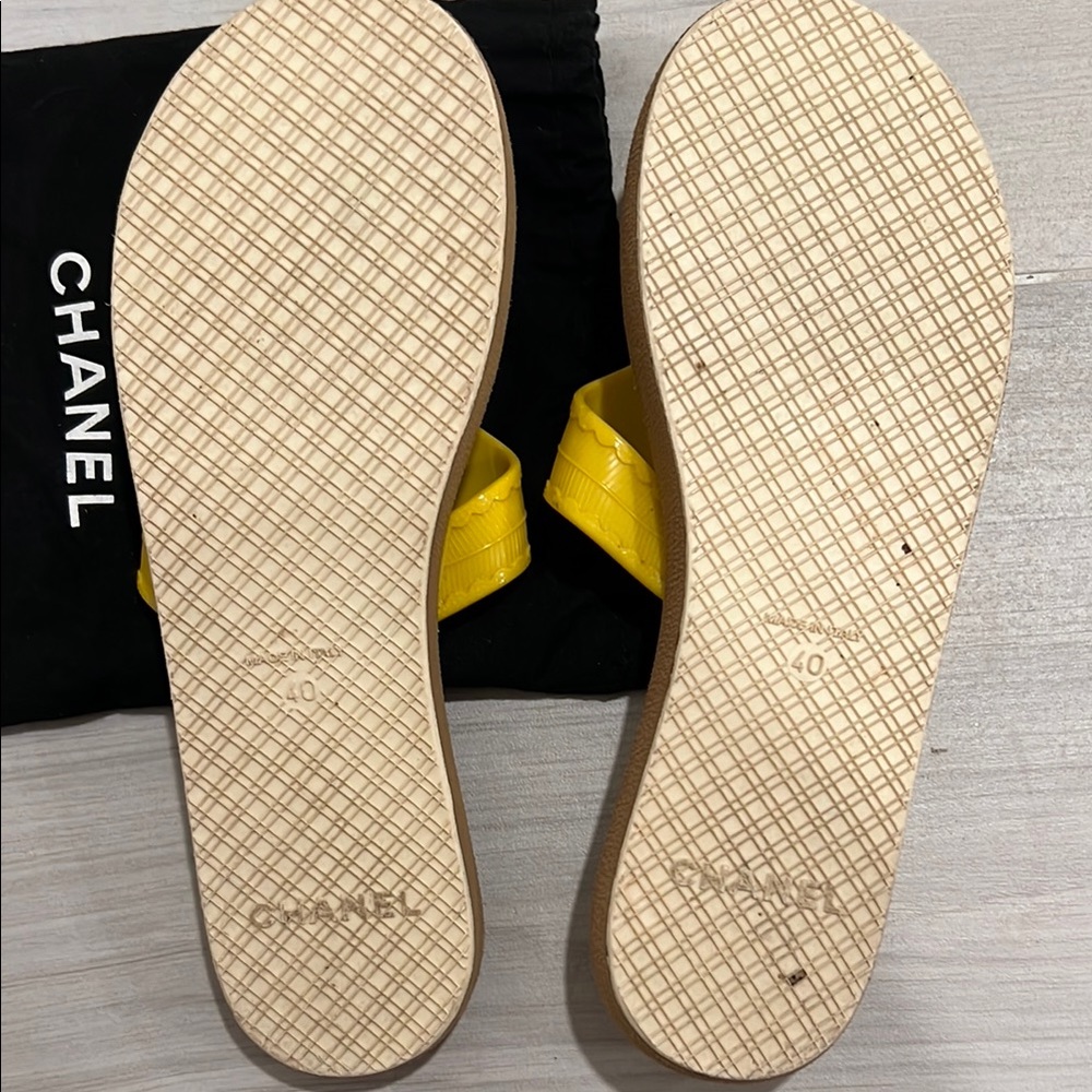 Chanel Yellow Slide Sandals - Picture 2 of 4